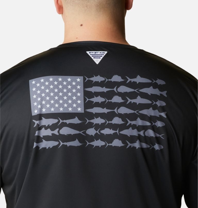 Hanorace Columbia PFG Terminal Tackle Fish Flag Long Sleeve Barbati Negrii | Plus Size ZV078A1QS